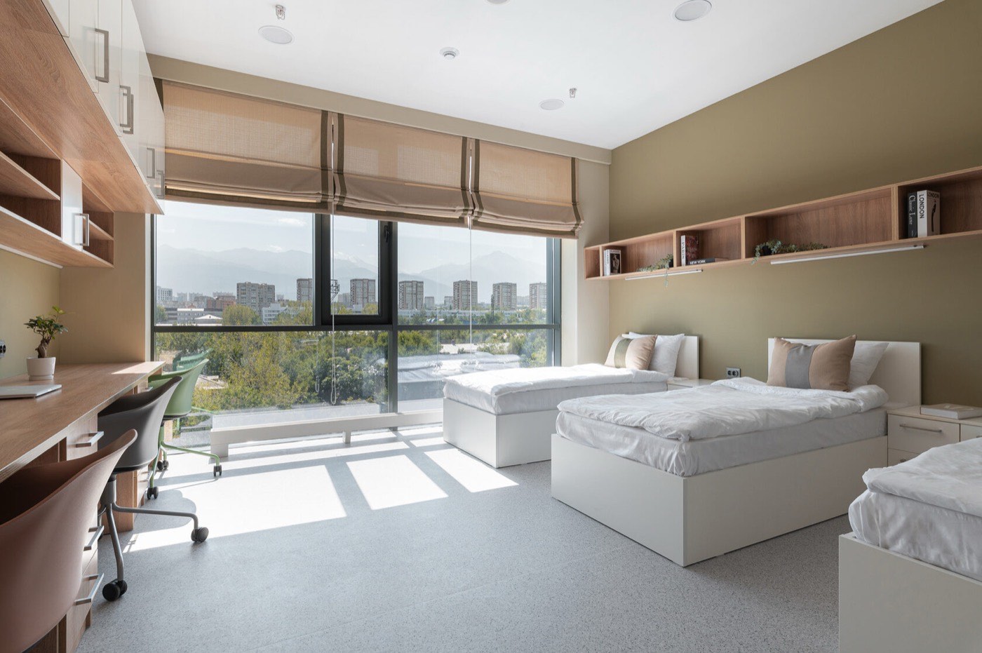 A student room at Narxoz University, Almaty